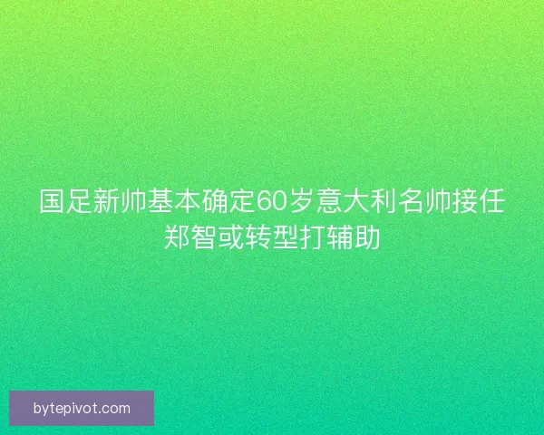 国足新帅基本确定60岁意大利名帅接任郑智或转型打辅助