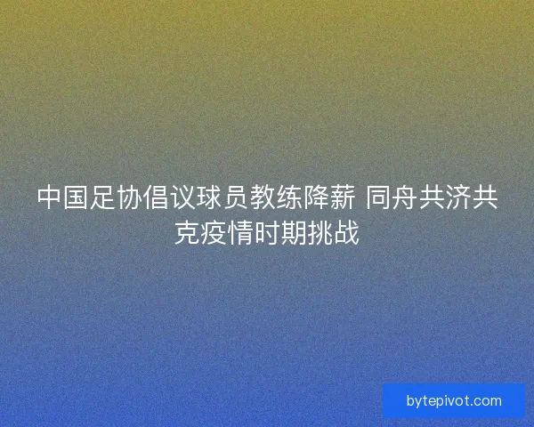 中国足协倡议球员教练降薪 同舟共济共克疫情时期挑战